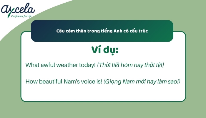 Ví dụ đối với câu cảm thán trong tiếng Anh có cấu trúc