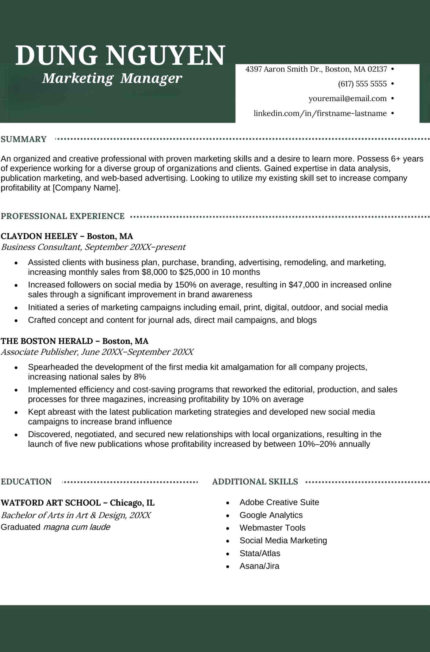 Mẫu CV Marketing