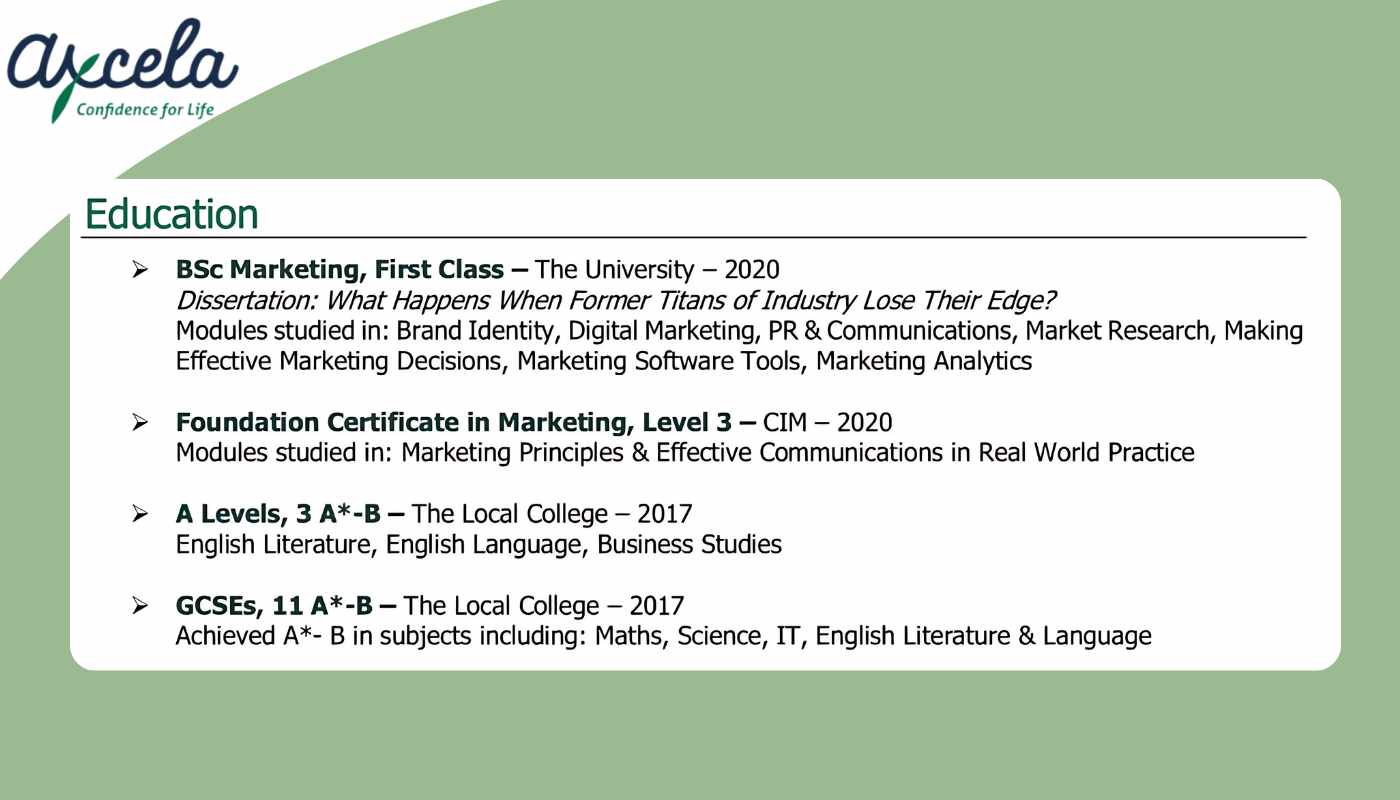 cách viết CV bằng tiếng Anh phần trình độ học vấn